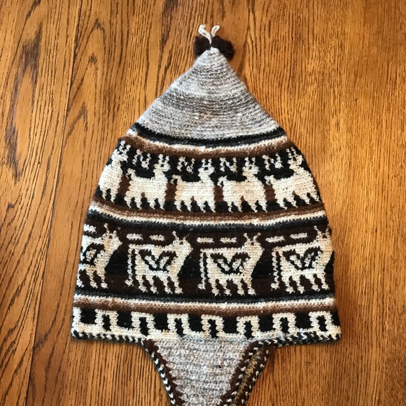 Alpaca Wool Winter Hat ski snowboarding warm handmade animal comfort brown tan - Picture 5 of 6